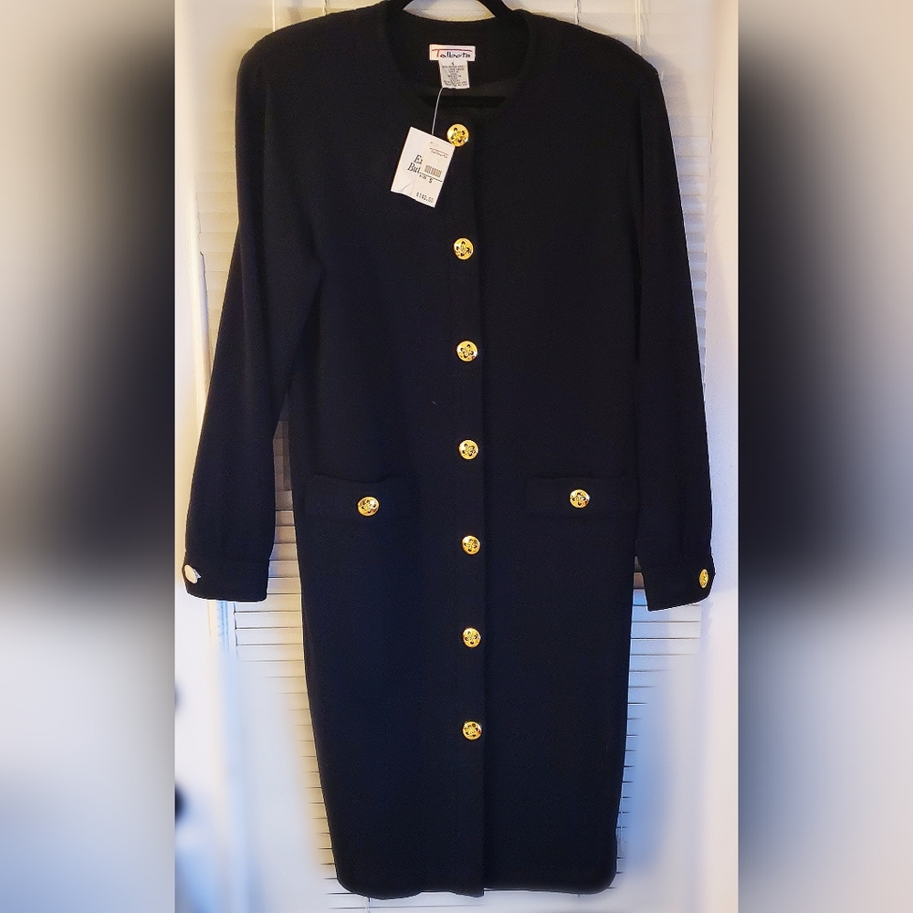 Talbots Merino Wool Long Sweater Coat Black New Tags Front Pockets Fully Lined